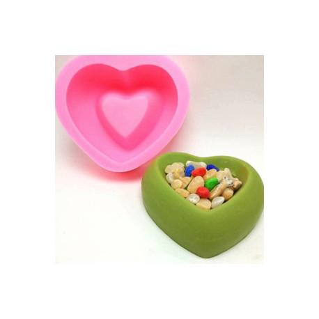 Molde de silicon corazon recipiente dulcero